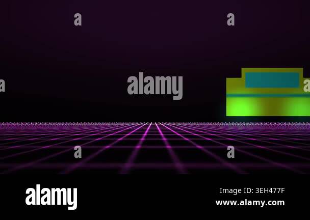 Neon grid background with glowing blocks Stock Video Footage - Alamy