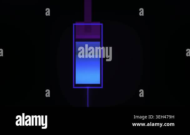 A series of neon light bars changing colors slowly on a black ...