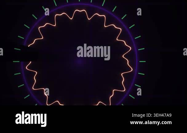 Neon light technology background animation with glowing lines and ...