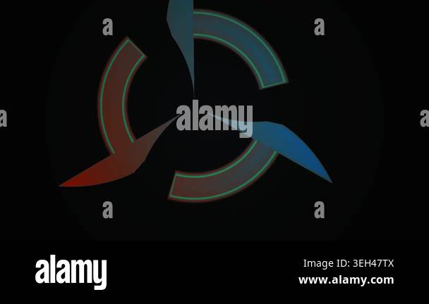 A graphic design element featuring rotating arrows on a black ...