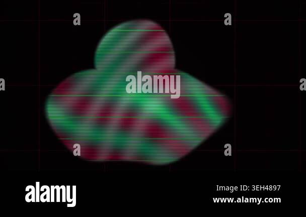 A glowing abstract shape with red and green colors on a black ...