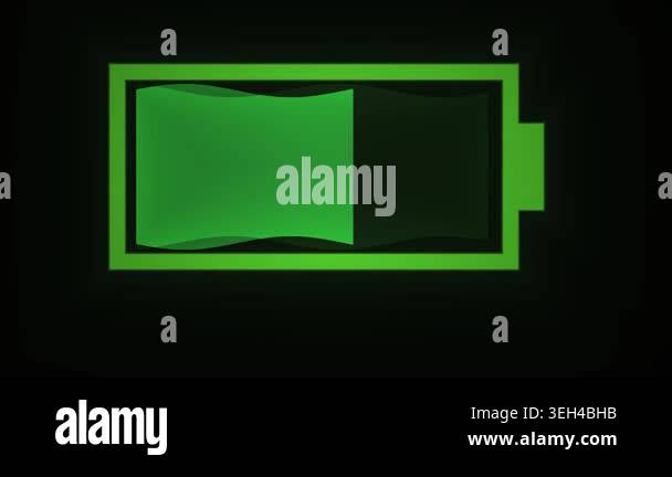 Animated green battery icon on black Stock Video Footage - Alamy