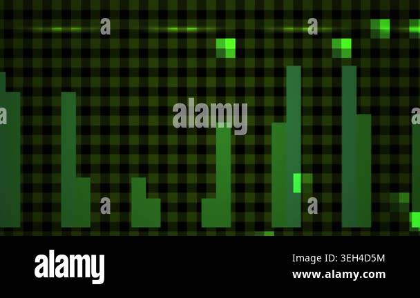 Green pixelated bars on a black background with some bright green ...