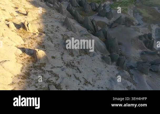 Aerial views of Selime capture fairy chimneys, rock homes, and valley ...