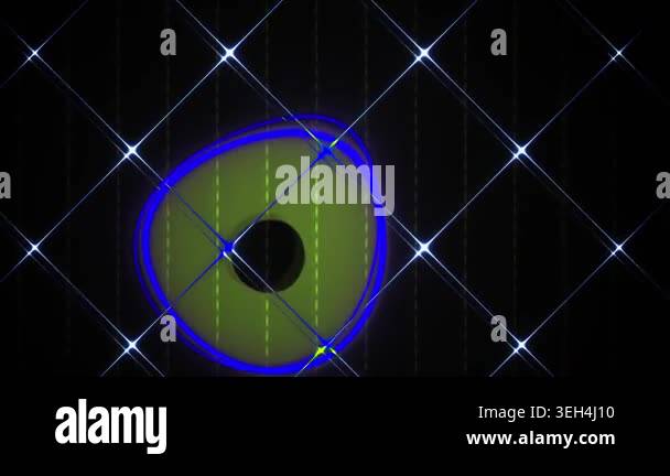 Animated green and blue graphic element on black background with white ...