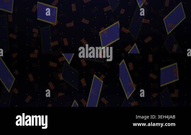 Dark background with scattered purple rectangles and yellow outlines ...