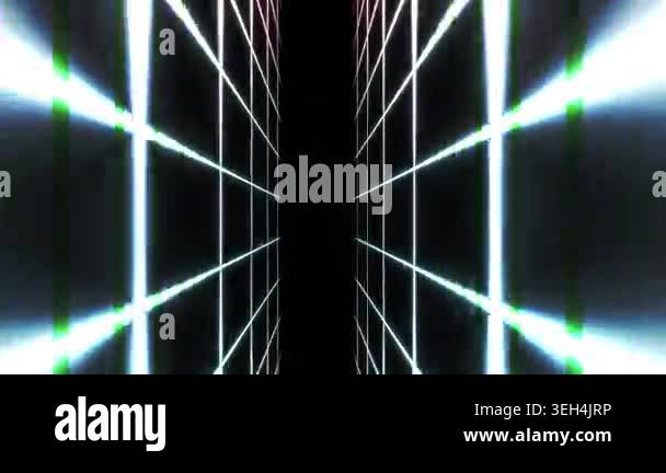 A futuristic grid pattern with neon lights on a black background Stock ...