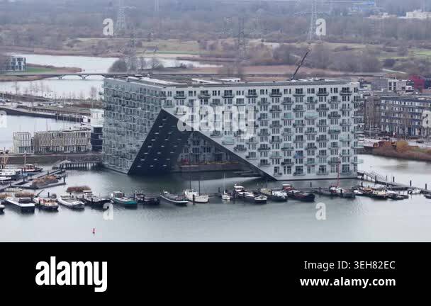 Aerial view of the remarkable sluishuis residential building with its ...