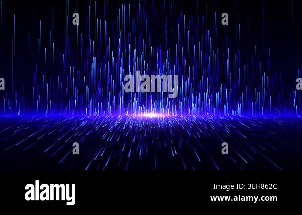 Glowing ultraviolet particles lines fly up. Big data fly up. Digital ...