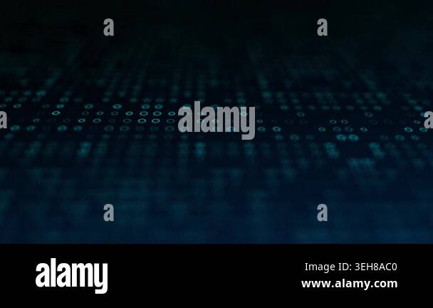 Flowing Stream of Glowing Binary Code in a Dark Digital Space ...
