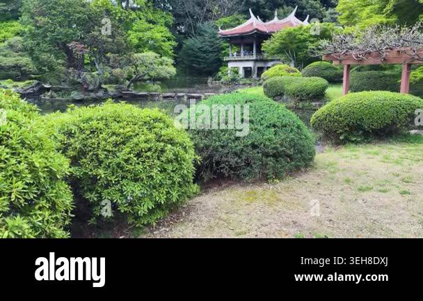 Scenic view of Taiwan Pavilion in Shinjuku Gyoen National Garden in ...