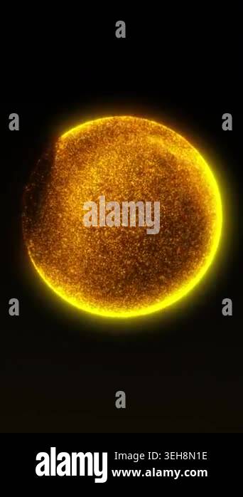 Golden disperse orb made of shimmering particles in continuous fluid ...