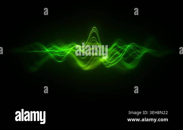 Green Sound Waves Frequency. Audio Waveform Graph LED Neon Futuristic ...