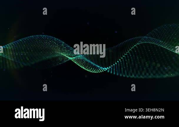 Green Abstract Background Seamless Loop. 4K Digital Waves of Glowing ...