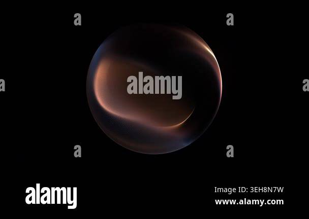 Abstract liquid copper sphere black background. Orange, brown blue ...