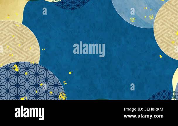 Elegant Japanese Traditional Pattern Background in Indigo and Gold ...