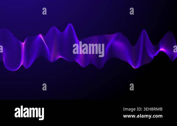 Purple minimal flat wave background. Glowing linear wave in the center ...