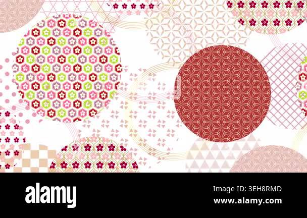 Traditional Japanese Pattern Background with Animated Circular Motifs ...