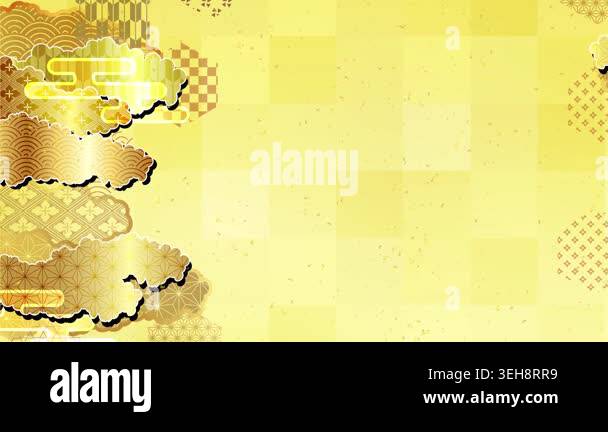 Golden Japanese Traditional Pattern Background with Elegant Animated ...