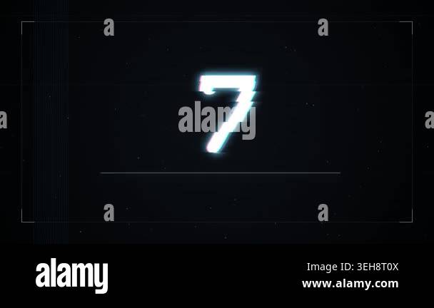 Countdown Timer Glitch. Digital countdown 10 second with blue neon glow ...