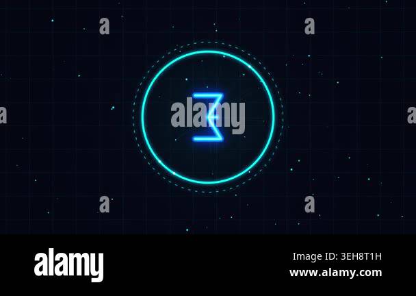 5 second countdown neon animation 4K. Blue neon digital 5 second ...