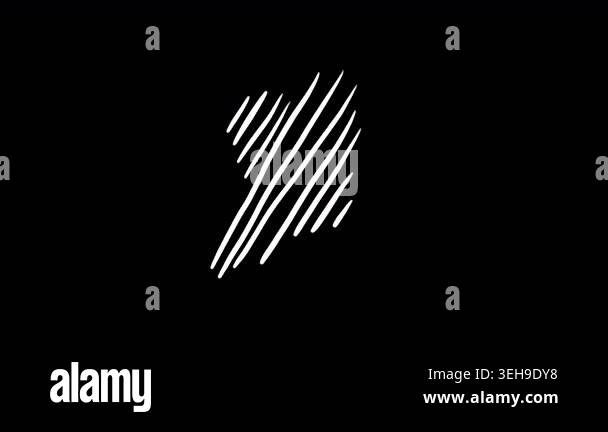Changing white scribbles with dynamic strokes on a black background ...