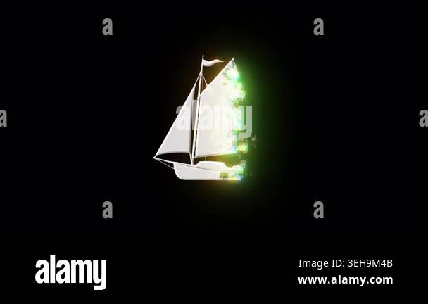 Stylized sailboat icon with a person sailing, appearing and ...