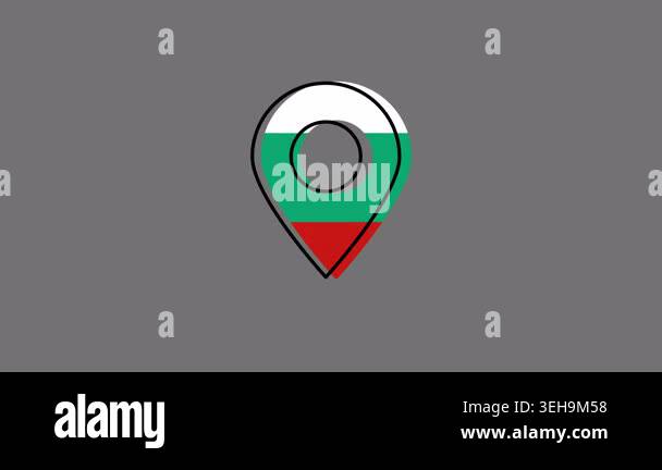 Animated location pin with the colors of the bulgarian flag bouncing on ...