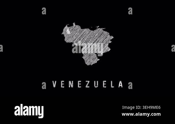 Animated map of venezuela showing its states one by one. White scribble ...