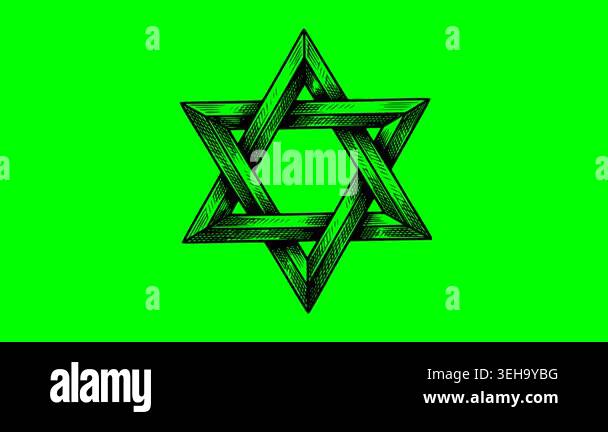 hand drawn style star of david animation with black fill lines on ...