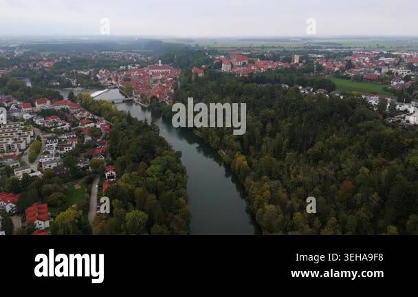 Aerial view of Landsberg am Lech in Bavaria with Karolinenwehr ...