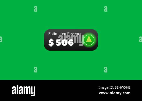 Animated estimated revenue counter with rising dollar amount on green ...