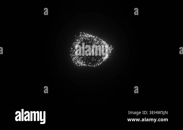 white particle sphere morphing into fluid shape animation. abstract ...
