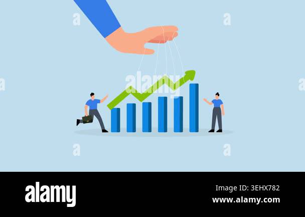 Control business success, 4k animation of businessman hand control ...