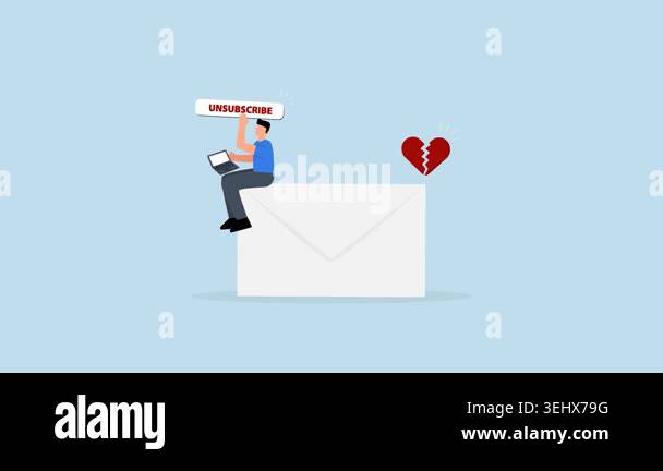 Unsubscribe email exit from mailing list, 4k animation of businessman ...