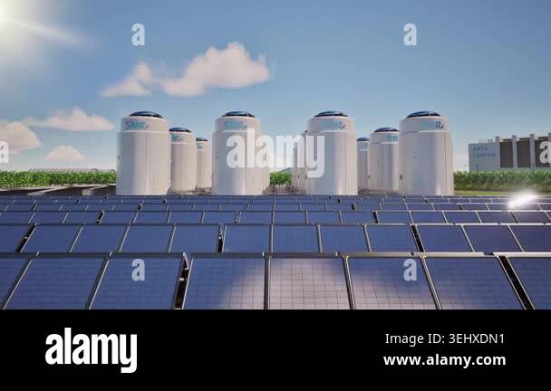 Smr or small modular nuclear reactors power plant with solar panels for ...
