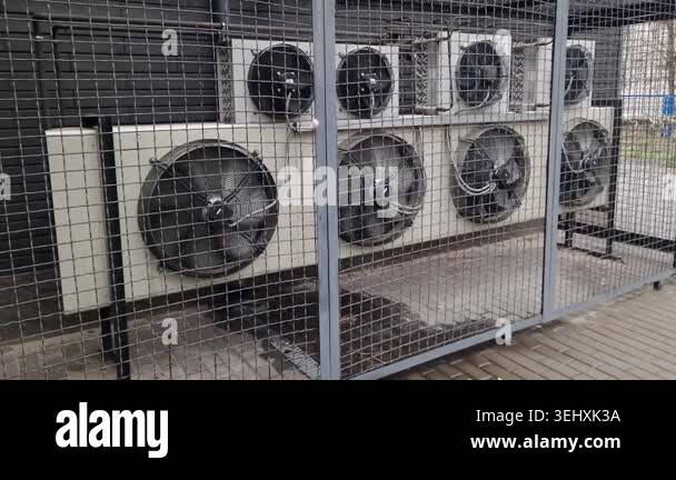 Multiple industrial air conditioning condenser units with large ...