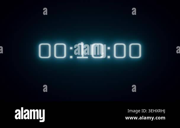 Animated digital countdown timer with flickering digits and a cinematic ...