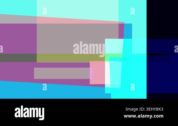 Abstract composition of overlapping geometric shapes in vibrant cyan ...