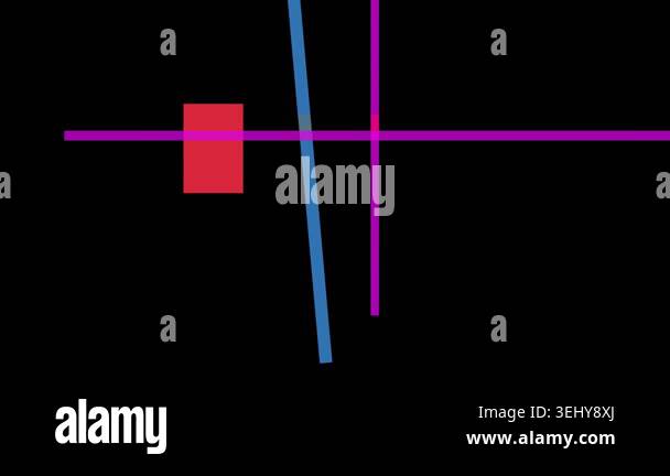 Abstract composition with intersecting lines and a red rectangle on a ...