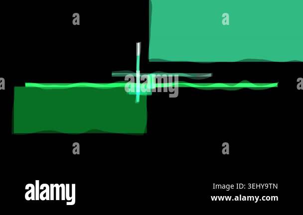 Abstract green and cyan geometric composition with horizontal and ...
