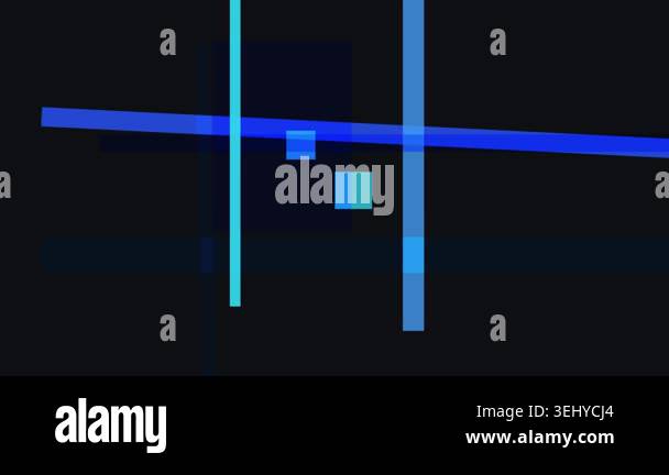 Abstract geometric composition with intersecting blue and cyan lines ...
