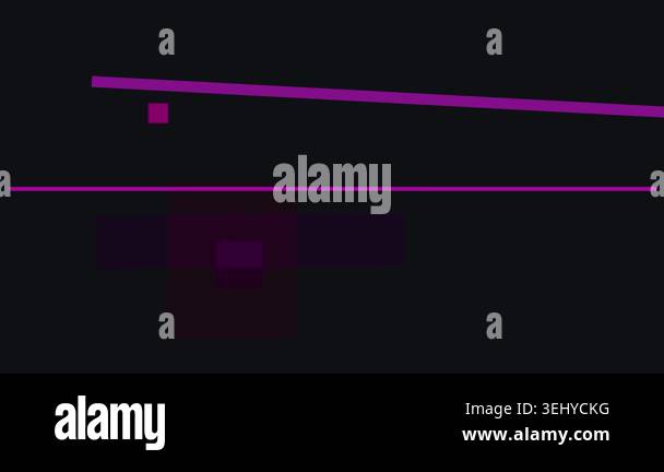 Abstract geometric composition with purple lines and squares on a dark ...