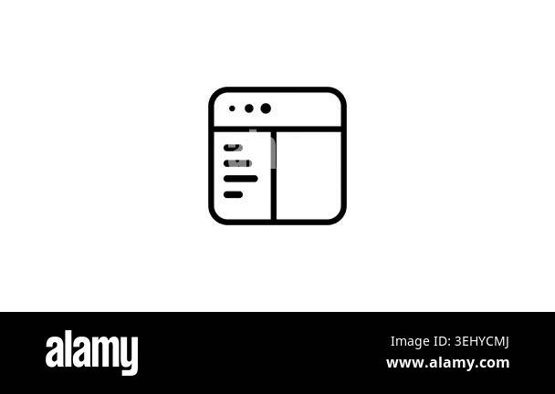 A clean outline icon of a web browser window showing a sidebar or split ...