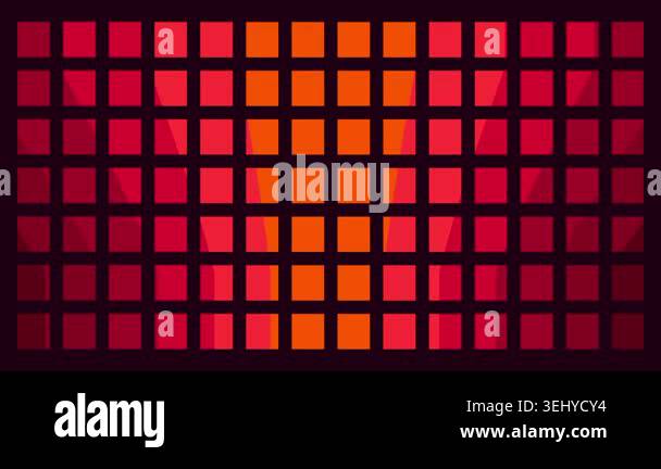 A dense grid of small glowing orange and red squares tiles the screen ...