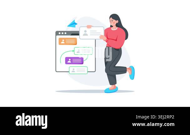 Trendy flat animated illustration of user interface notifications and ...