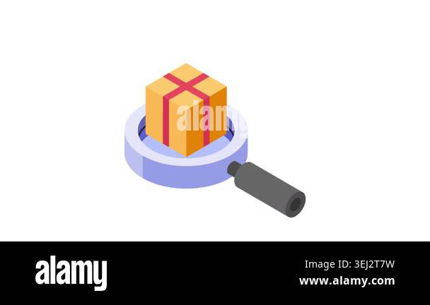 animated icon of parcel tracking, parcel on magnifying glass, ready to ...
