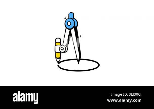 Doodle Animated Icon Of Compass Tool For Geometry Mathematics And 