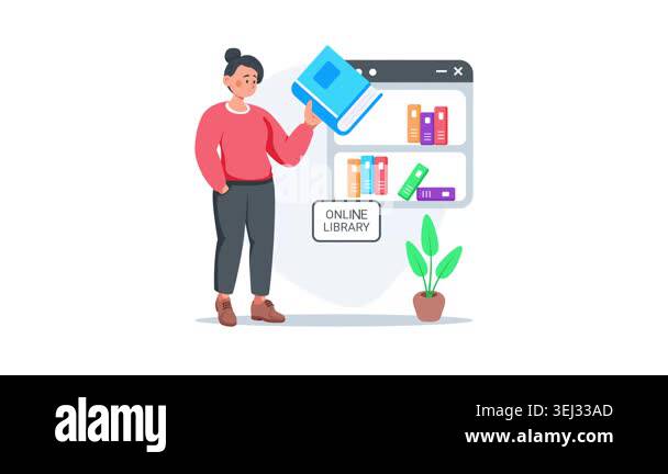 Here is a modern flat animated illustration illustration of online ...