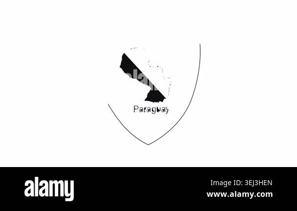 A simple graphic featuring the outline of Paraguay within a shield ...